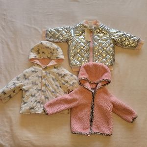 Baby girl sweater jacket bundle pink, sliver, zebra size 6-9 months